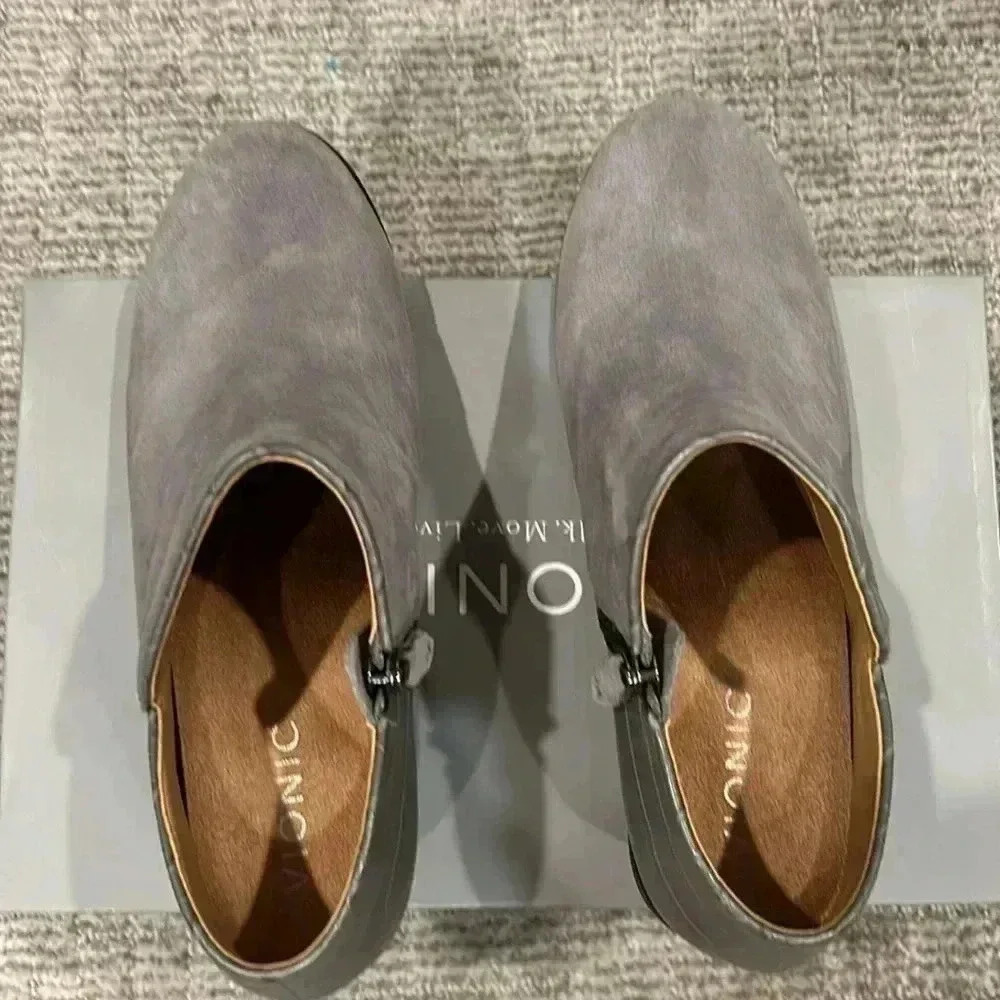 Vionic Water Repellent Suede Ankle Boots Marissa Charcoal 8 Wide - Picture 6 of 8